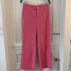 Alice + Olivia Vegan Leather LorindaWide Leg Pants in Calypso Pink